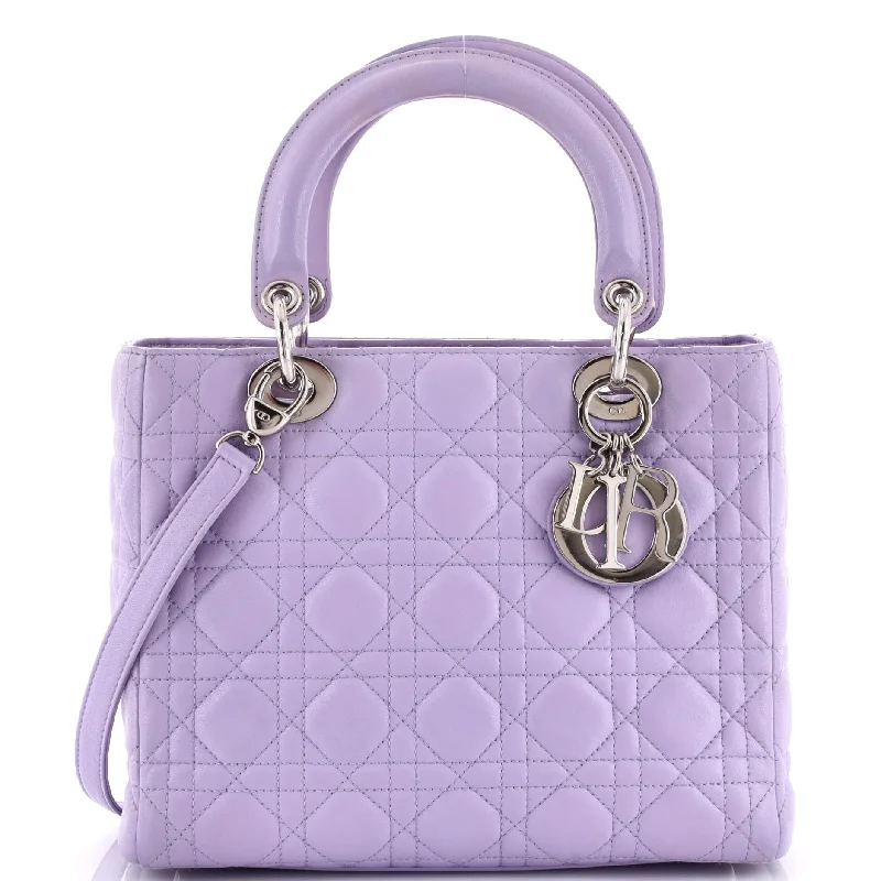 Christian Dior handbags with a detachable mirror for on - the - go touch - upsLady Dior Bag Cannage Quilt Lambskin Medium