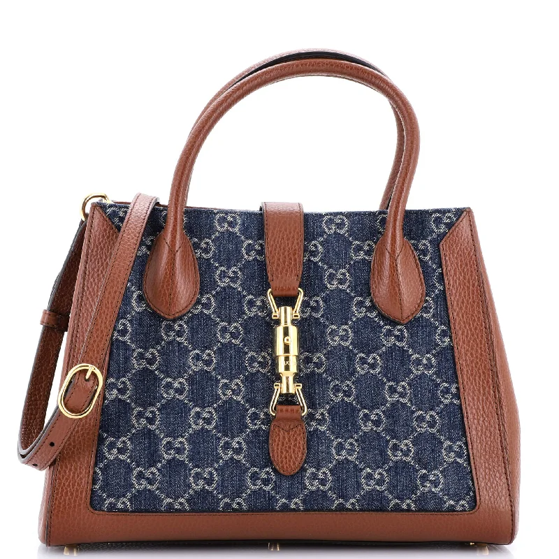 Gucci tote bags for women with a printed Gucci logoJackie 1961 Tote GG Denim and Leather Medium