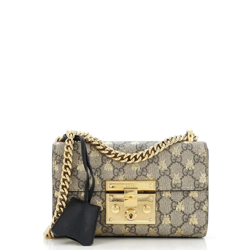 Gucci Dionysus bags for women with tiger - head claspsPadlock Shoulder Bag Printed GG Coated Canvas Small