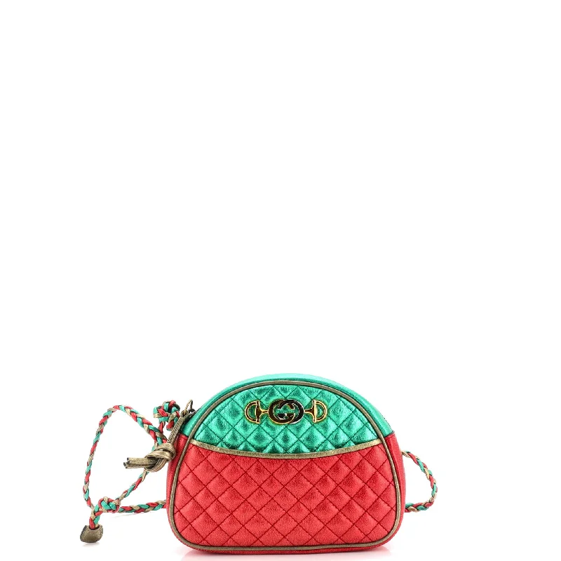 Ladies Gucci shoulder bags with a single - handle designTrapuntata Camera Shoulder Bag Quilted Laminated Leather Mini