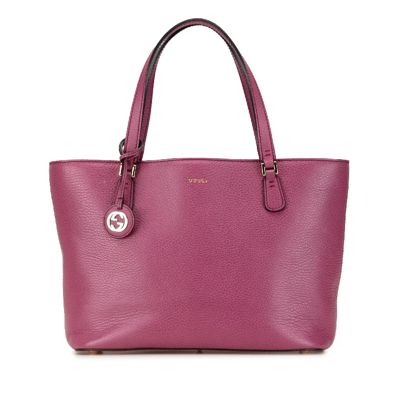 Women Gucci bags with a snap - button closure and a decorative charmPurple Gucci Leather Lady Dollar Tote