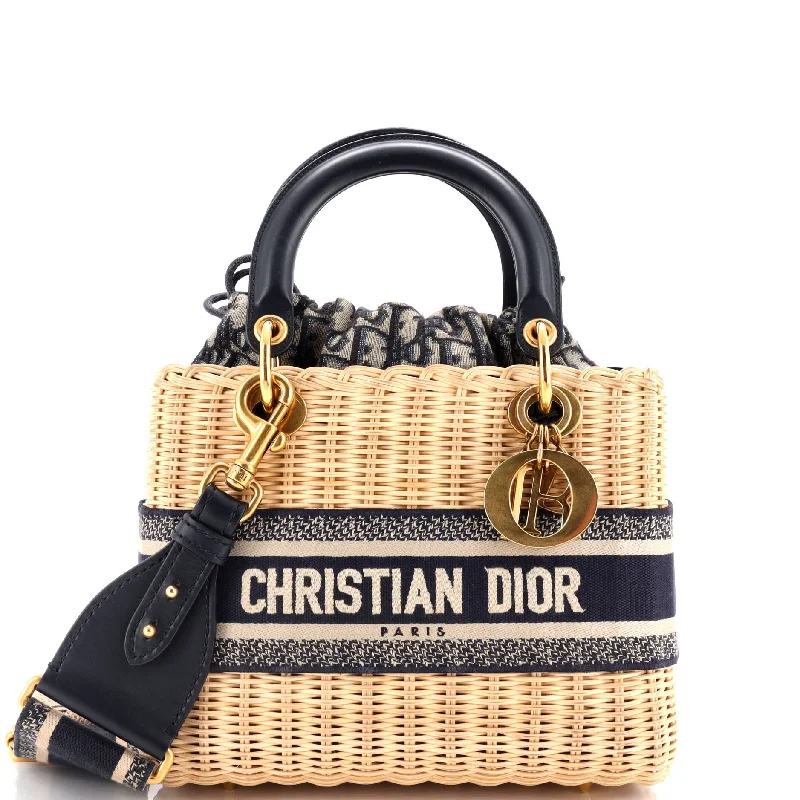 Christian Dior bags with a zip - top closure and multiple compartmentsLady Dior Bag Wicker and Oblique Canvas Medium