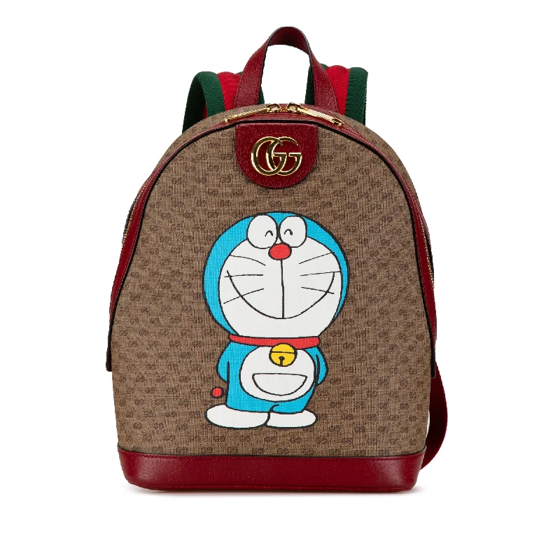 Ladies Gucci shoulder bags with a single - handle designBrown Gucci Micro GG Supreme Doraemon Backpack