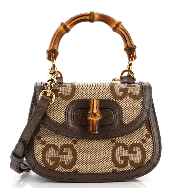 Women Gucci backpacks with a luxurious leather finishBamboo 1947 Top Handle Bag Jumbo GG Canvas Mini