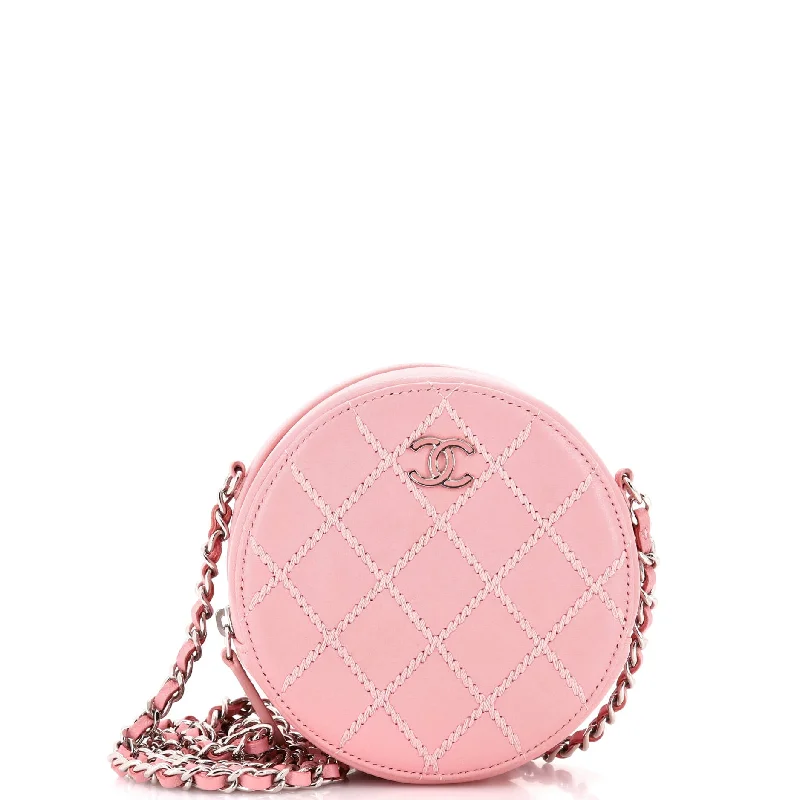 Christian Dior handbags with a removable shoulder strap for versatilityRound Clutch with Chain Stitched Lambskin Mini