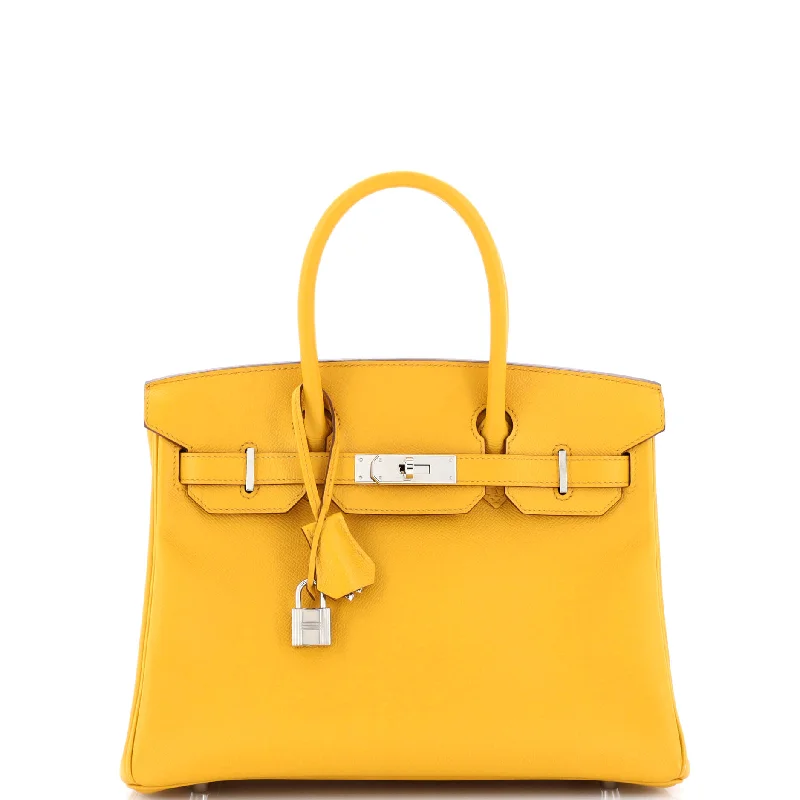 Fashion - forward Christian Dior tote bags for the modern womanBirkin Handbag Jaune Ambre Epsom with Palladium Hardware 30