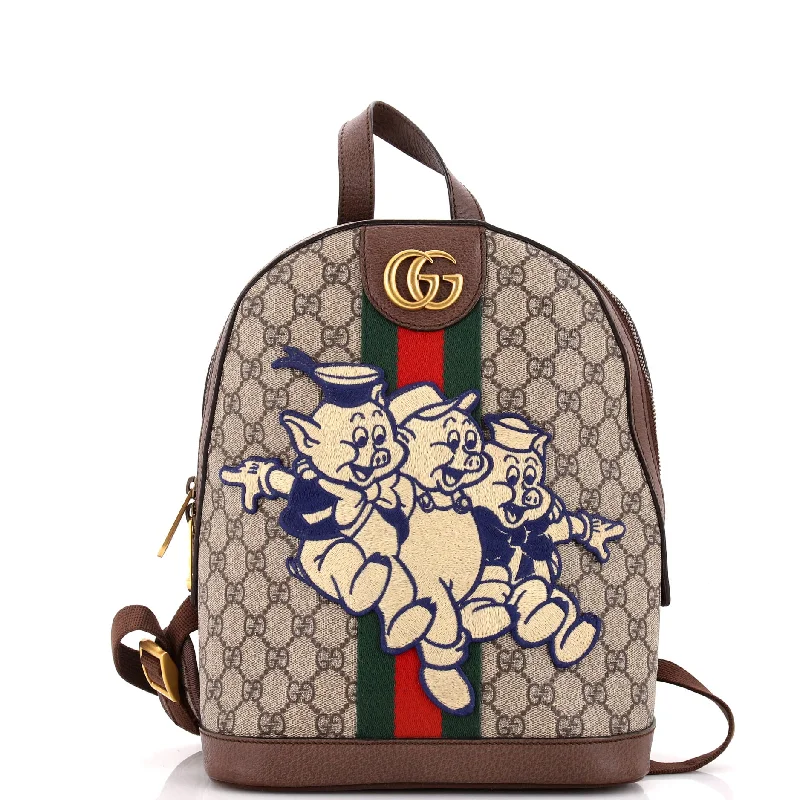 Women Gucci Sylvie bags with a detachable ribbon detailDisney Three Little Pigs Ophidia Backpack GG Coated Canvas with Applique Small