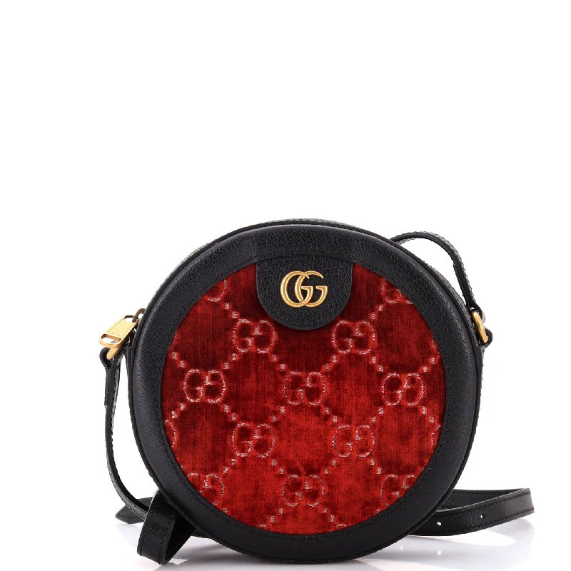 Women Gucci bags with a front - zip pocket for small itemsOphidia Round Shoulder Bag GG Velvet Mini