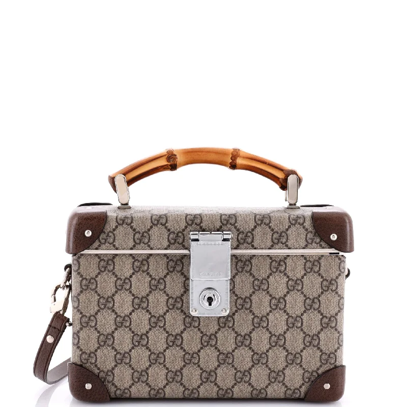 Small - sized Women Gucci shoulder bags for evening outingsBamboo Globe-Trotter Vanity Case GG Coated Canvas