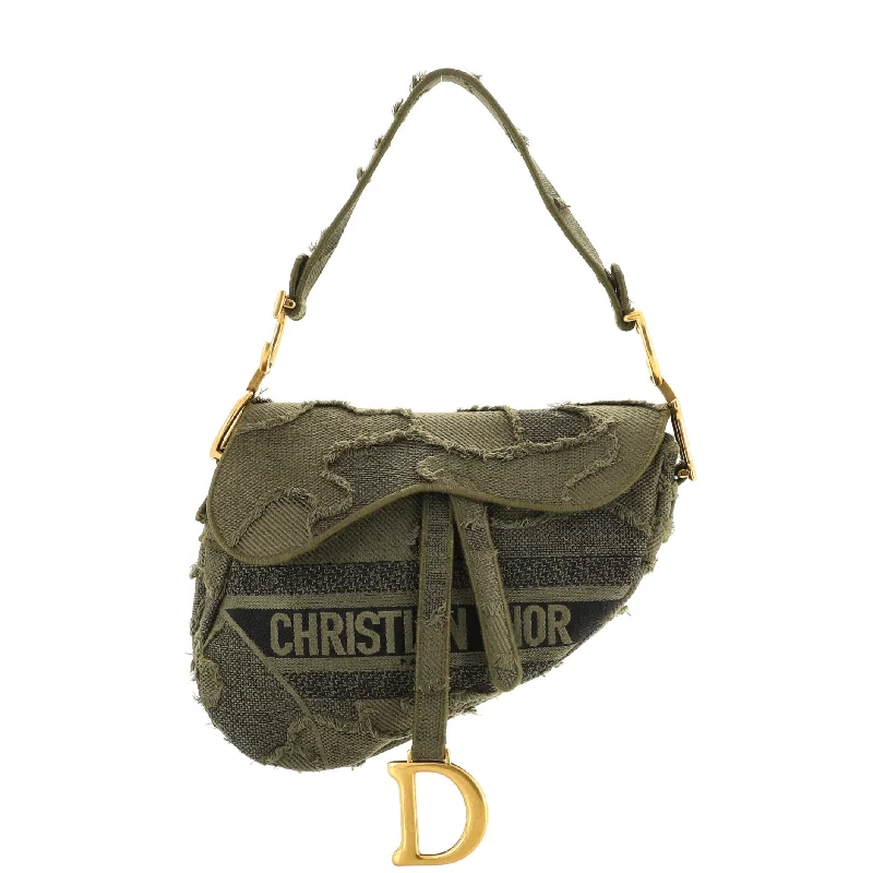 Fashion - forward Christian Dior tote bags for the modern womanSaddle Handbag Camouflage Embroidered Canvas Medium