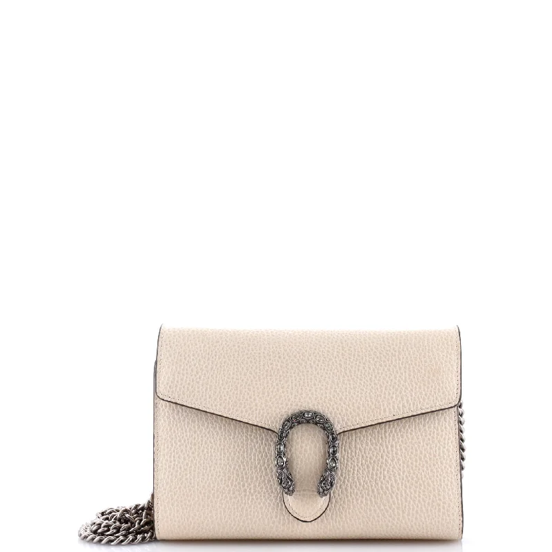 Gucci tote bags for women with a double - handle designDionysus Chain Wallet Leather with Embellished Detail Small