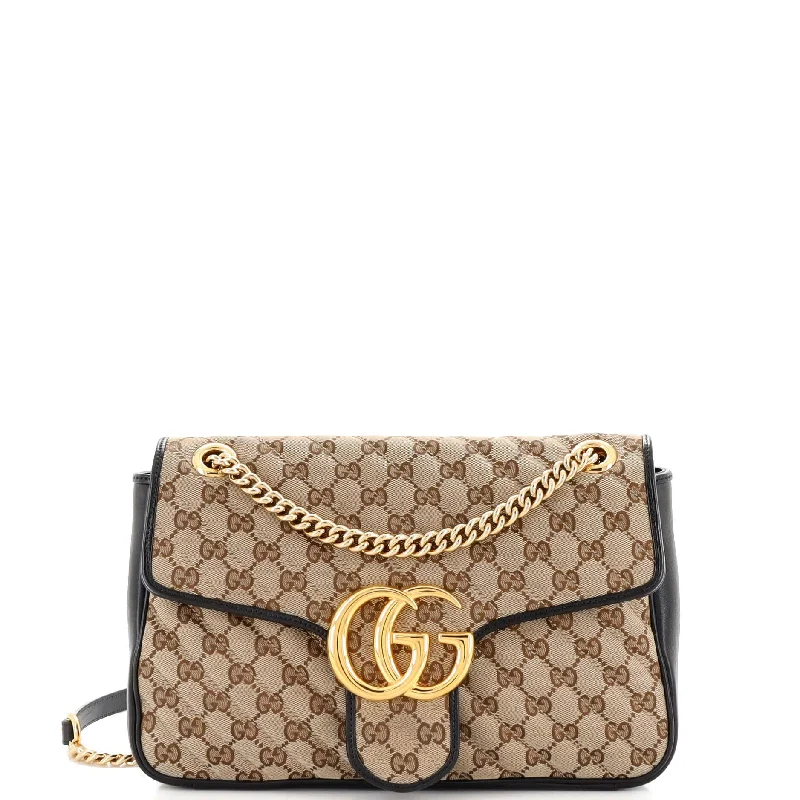 Ladies Gucci shoulder bags with a single - handle designGG Marmont Flap Bag Diagonal Quilted GG Canvas Medium