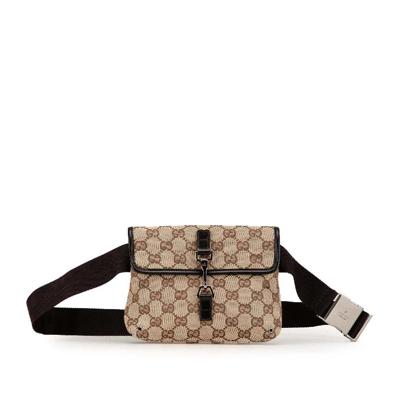 Women Gucci Sylvie bags with a monogram - embossed leatherBrown Gucci GG Canvas Jackie Belt Bag