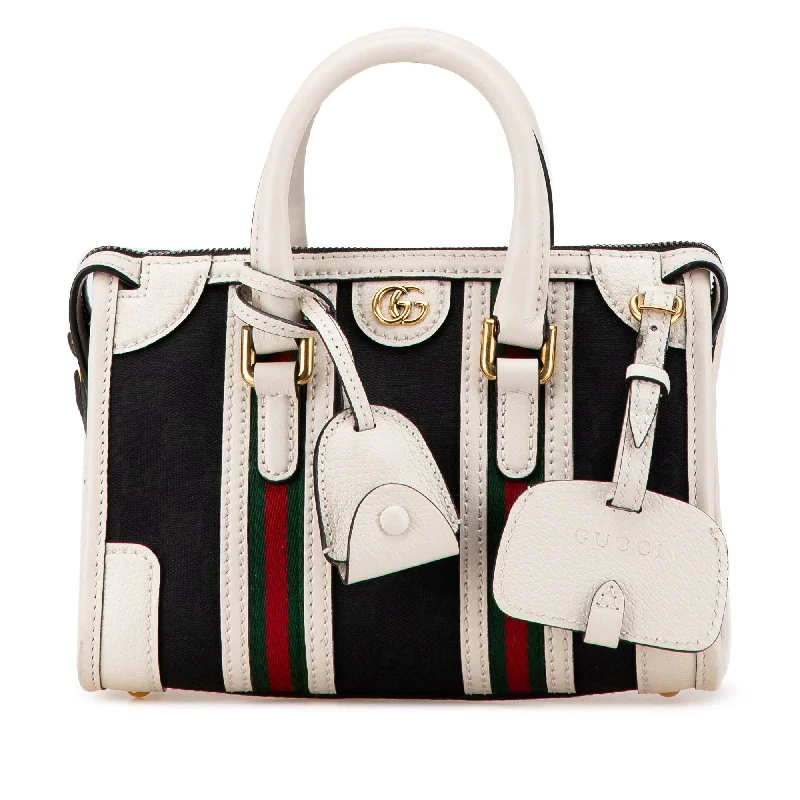 Small - sized Women Gucci shoulder bags for evening outingsBlack Gucci Mini GG Canvas Bauletto Satchel