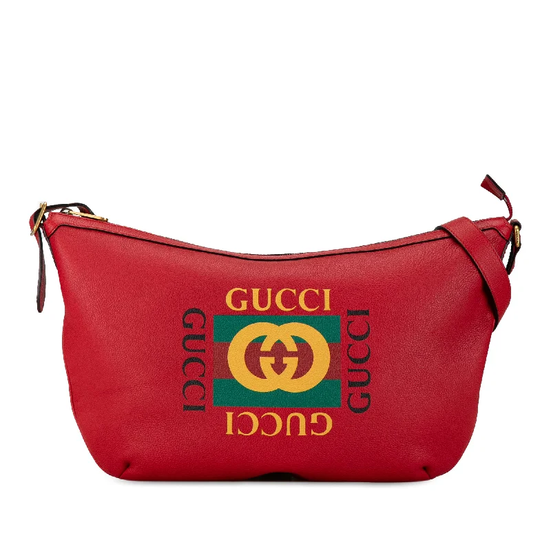 Ladies Gucci Dionysus bags with a chain - link shoulder strapRed Gucci Logo Half Moon Hobo