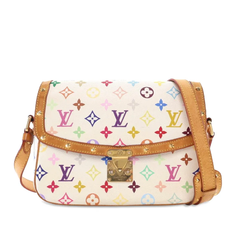 Louis Vuitton bags with a detachable mirror inside for on - the - go touch - upsWhite Louis Vuitton Monogram Murakami Sologne Crossbody Bag