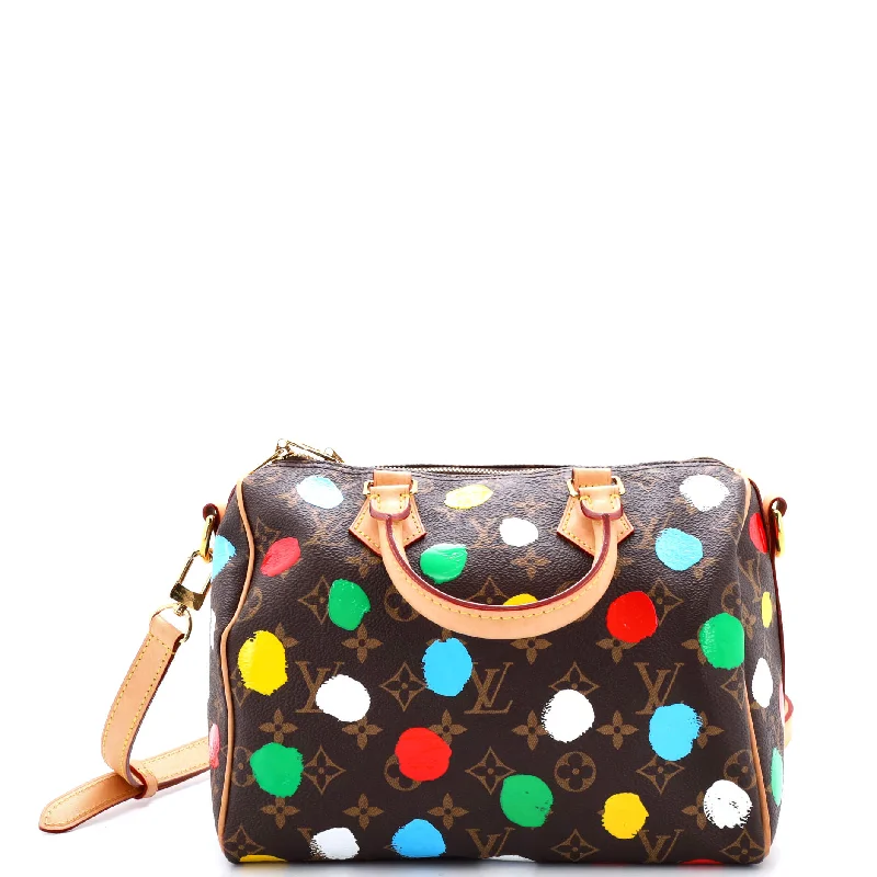 Ladies Louis Vuitton handbags with a detachable coin purse insideSpeedy Bandouliere Bag Yayoi Kusama Painted Dots Monogram Canvas 25