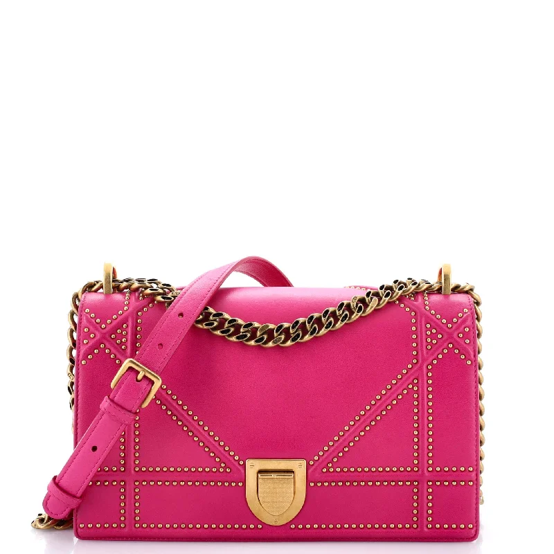 Christian Dior bags with a zip - top closure and multiple compartmentsDiorama Flap Bag Studded Leather Medium