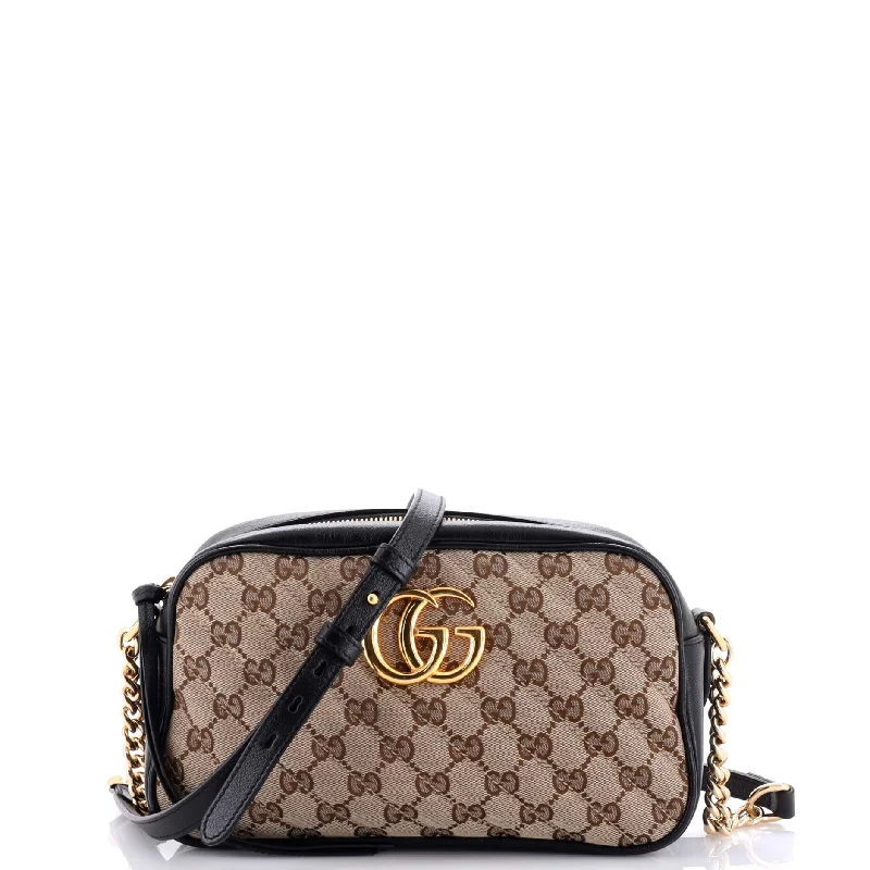 Ladies Gucci shoulder bags with a wide - width strapGG Marmont Shoulder Bag Diagonal Quilted GG Canvas Small