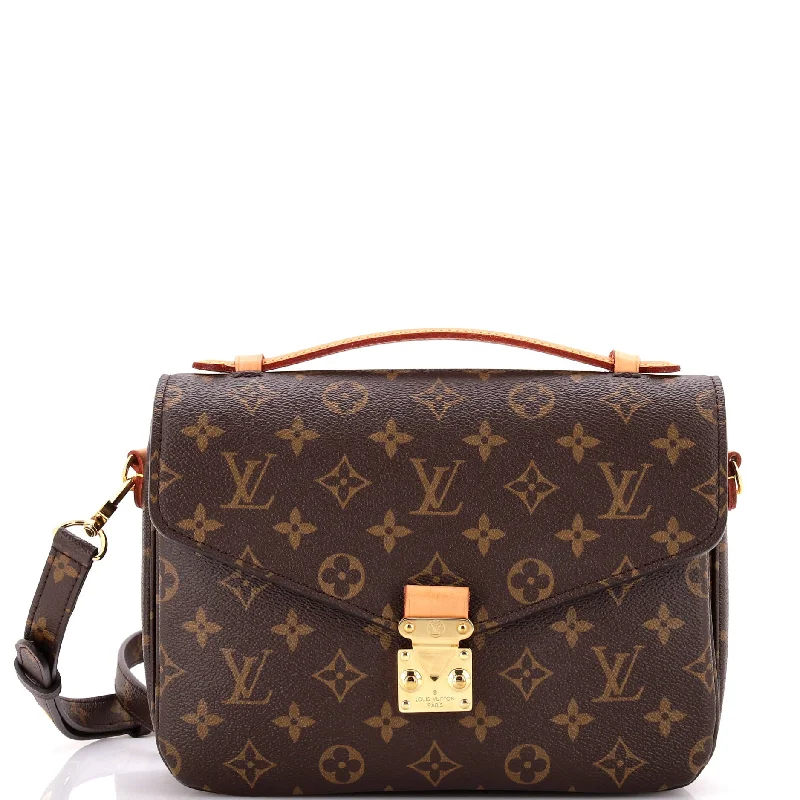 Ladies Louis Vuitton Petite Malle bags in a pastel color for a soft lookPochette Metis Monogram Canvas East West