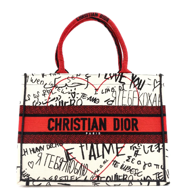 Christian Dior Saddle bags with a studded trim for a bold lookBook Tote Embroidered Canvas Medium