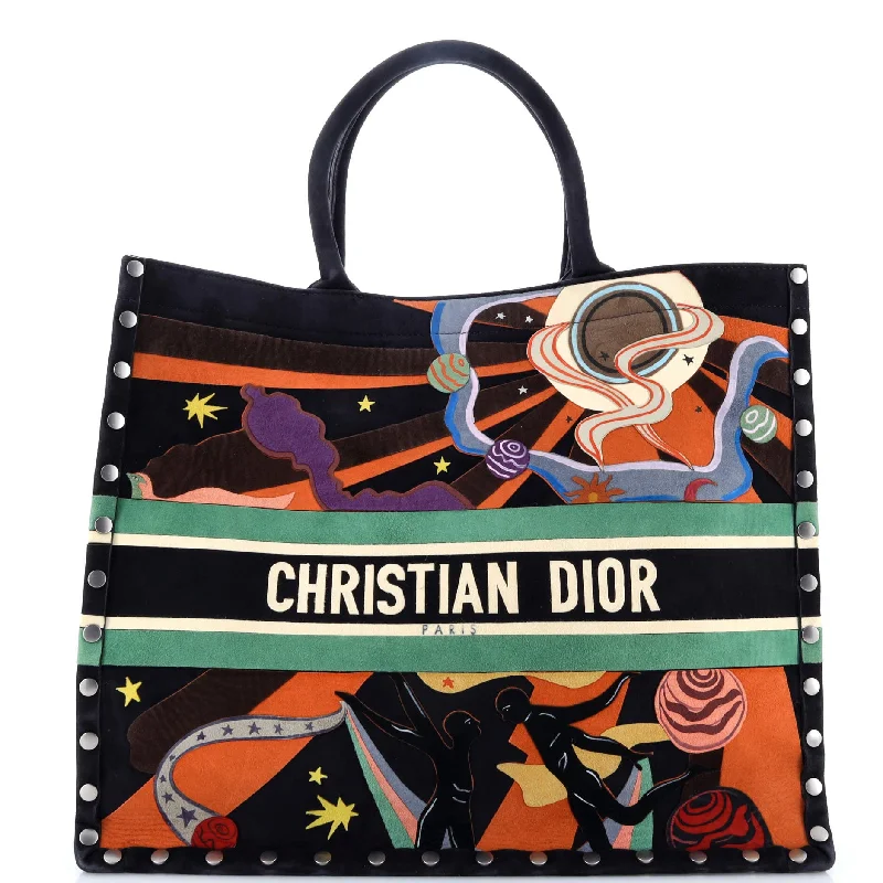 Christian Dior Saddle bags with a distressed leather finishBook Tote Multicolor Studded Suede Large