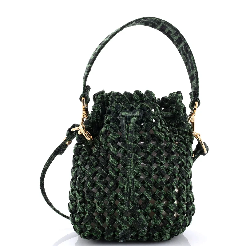 Christian Dior handbags with a detachable mirror for on - the - go touch - upsMon Tresor Bucket Bag Jacquard Interlace Fabric Mini