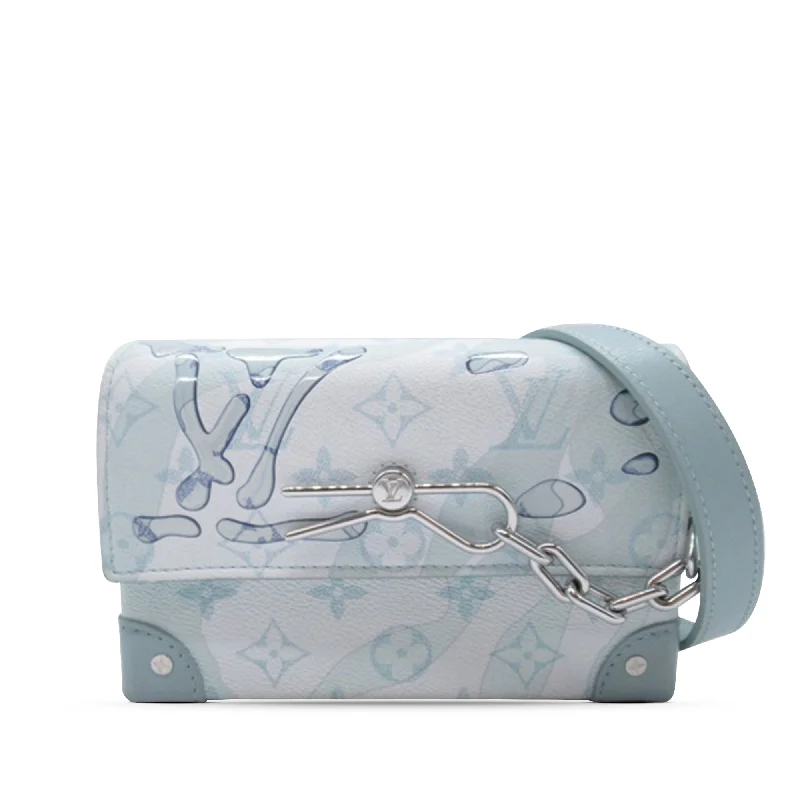 Louis Vuitton Alma bags with a leather - wrapped handle for a luxurious feelBlue Louis Vuitton Monogram Aqua Garden Steamer PM Crossbody Bag