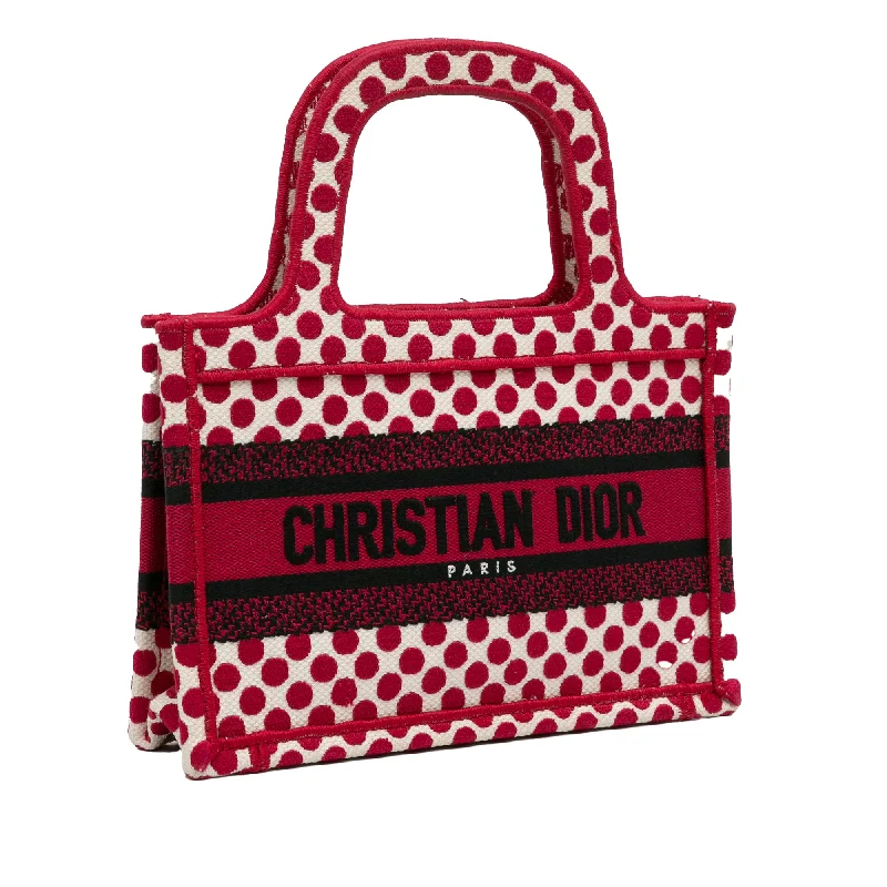 Christian Dior bags with a zip - top closure and multiple compartmentsRed Dior Mini Dioramour Book Tote