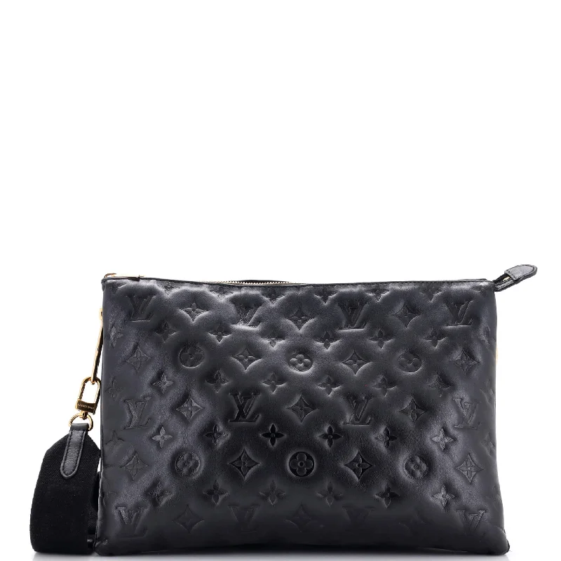 Louis Vuitton handbags with a back - zip pocket for storing valuablesCoussin Bag Monogram Embossed Lambskin MM