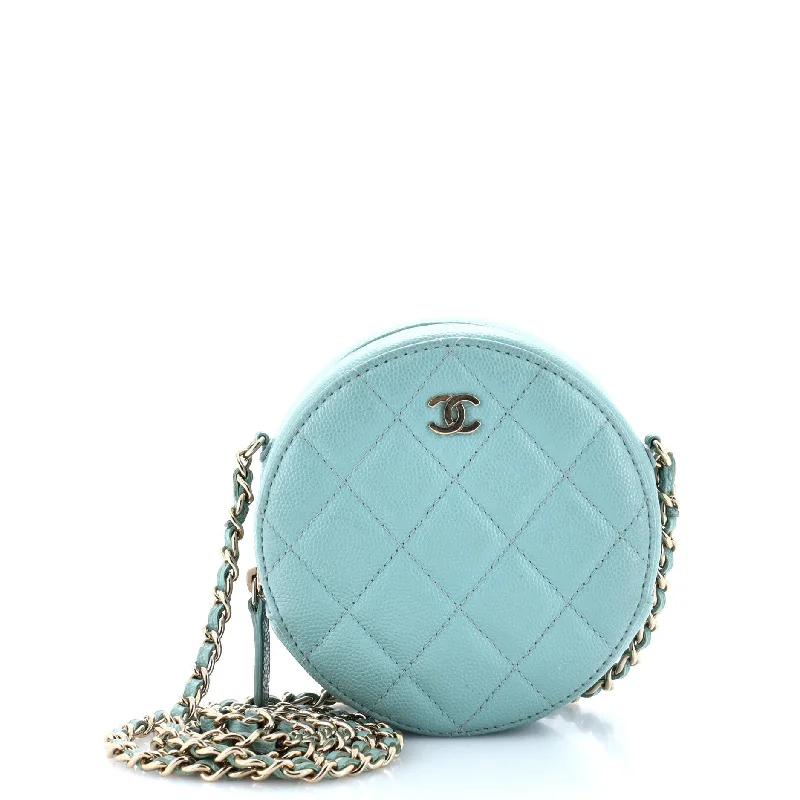 Christian Dior handbags with a removable shoulder strap for versatilityRound Clutch with Chain Quilted Caviar Mini