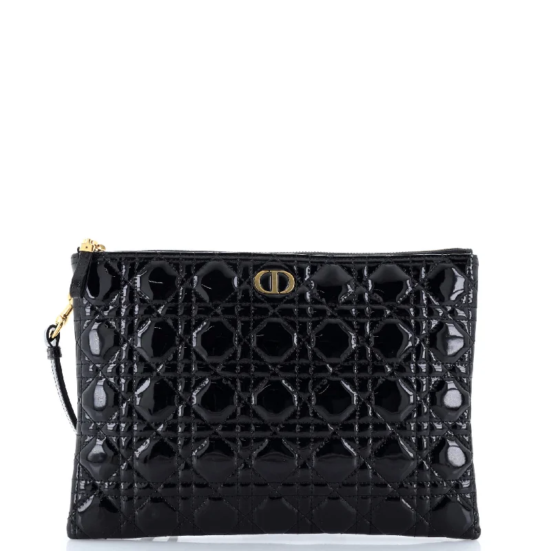 Christian Dior Saddle bags with a studded trim for a bold lookCaro Daily Pouch Cannage Quilt Patent Large