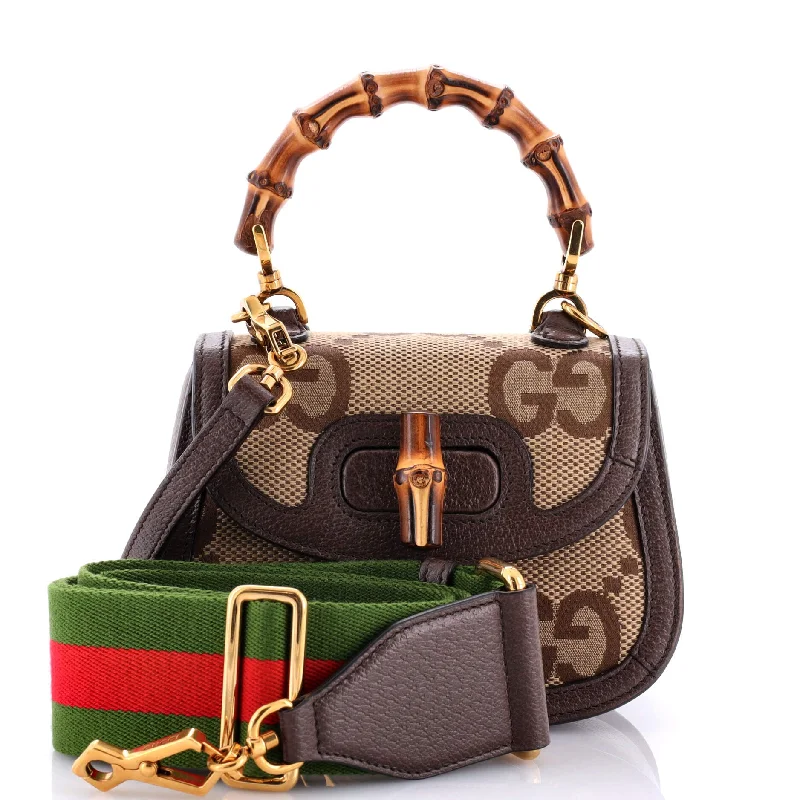 Gucci crossbody bags for women with adjustable leather strapsBamboo 1947 Top Handle Bag Jumbo GG Canvas Mini