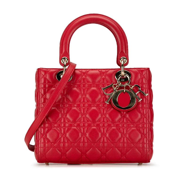 Christian Dior bags with a quilted pattern and gold - toned hardwareRed Dior Medium Lambskin Cannage Lady Dior Satchel