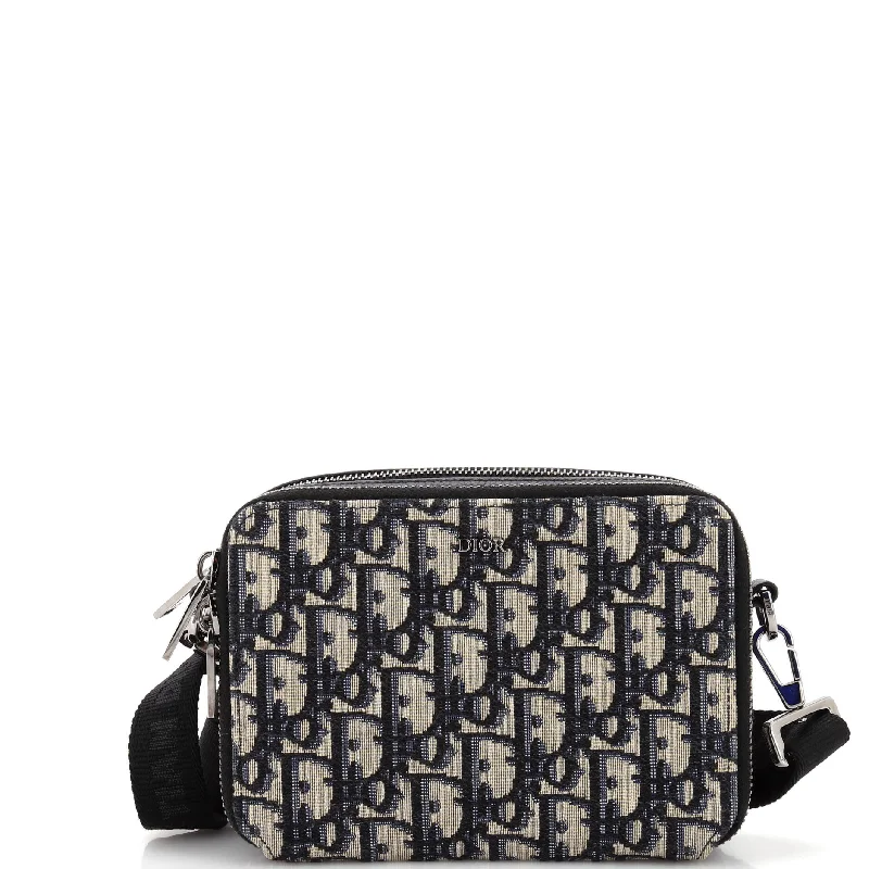 Contemporary Christian Dior handbags with a unique shapeDouble Zip Crossbody Pouch Oblique Canvas