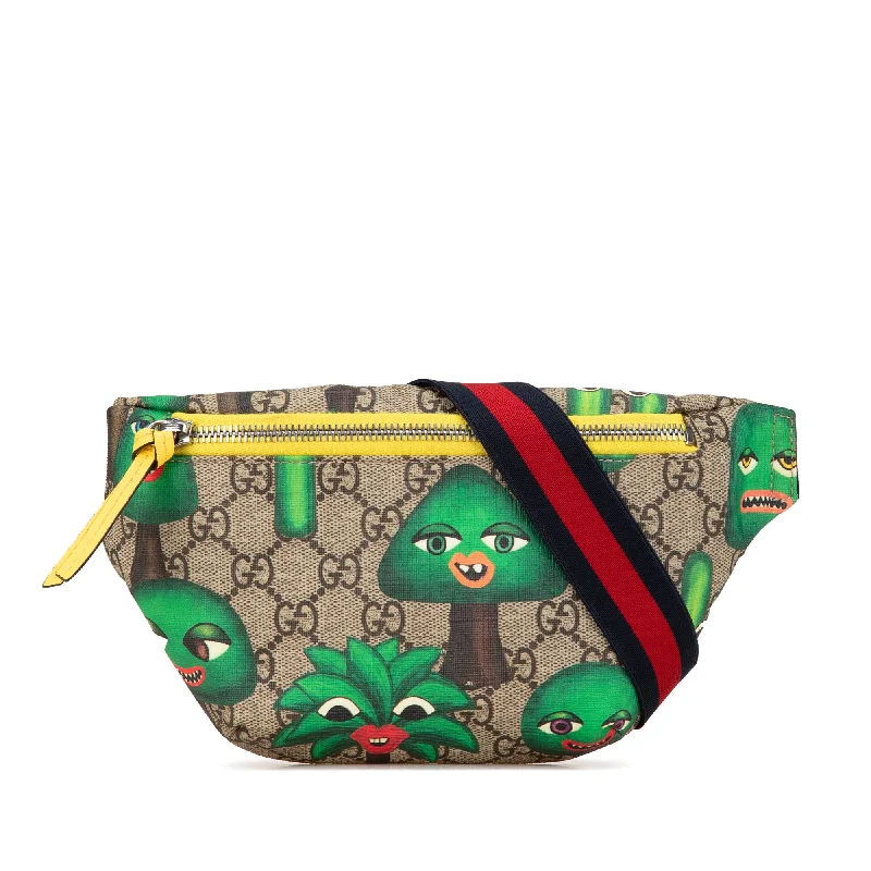 Gucci crossbody bags for women with adjustable leather strapsBrown Gucci GG Supreme Smiling Plants Kids Belt Bag