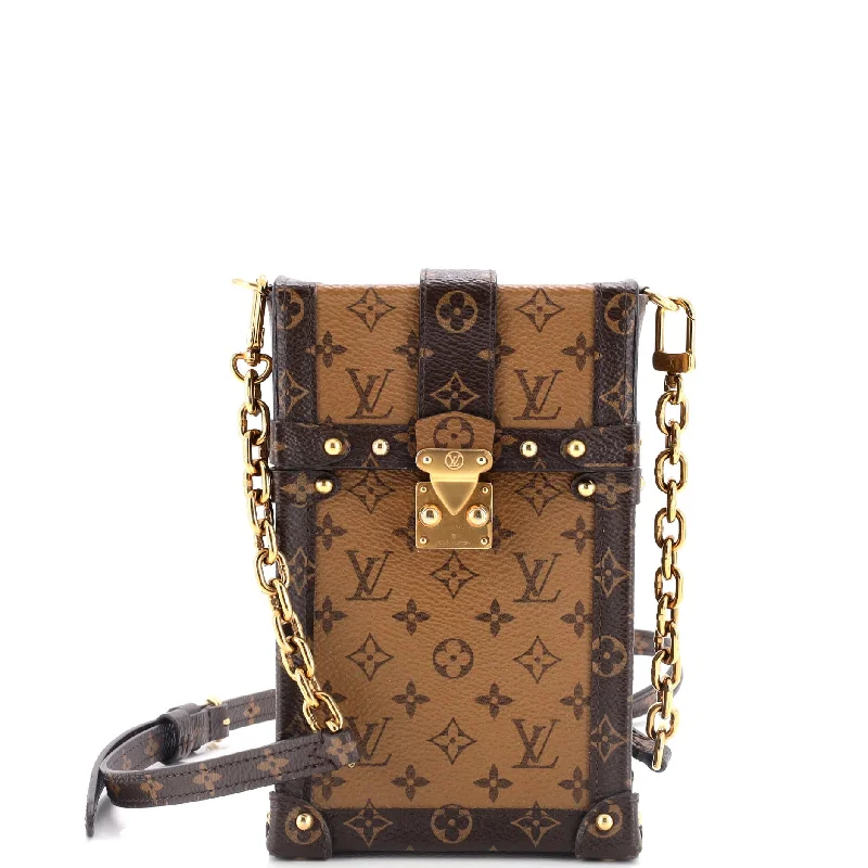 Louis Vuitton handbags with a patent - leather finish for a shiny lookVertical Trunk Pochette Reverse Monogram Canvas