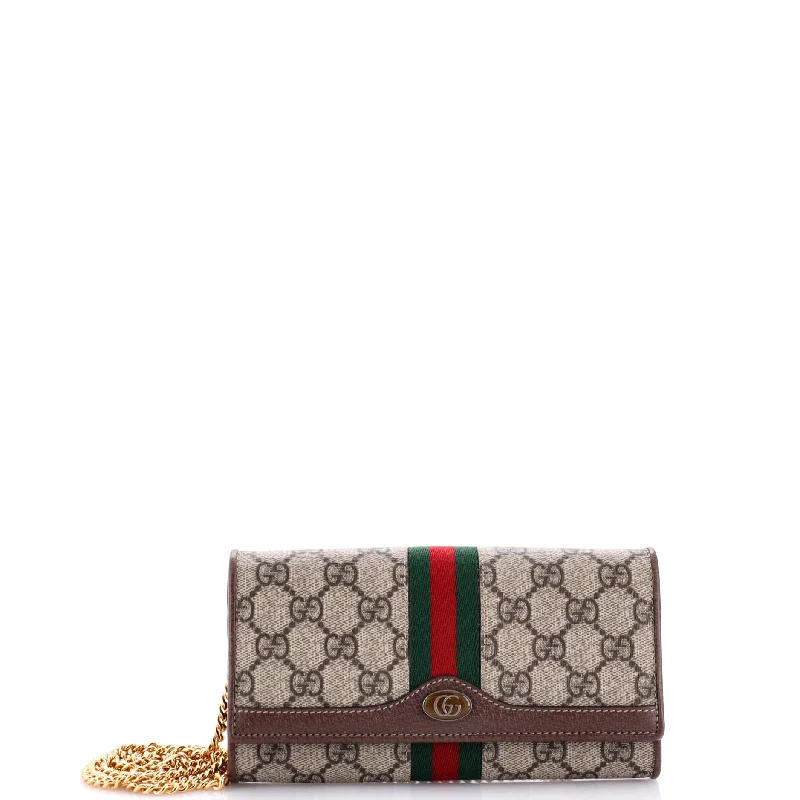 Women Gucci bags with a zip - around closure for securityOphidia Chain Wallet GG Coated Canvas