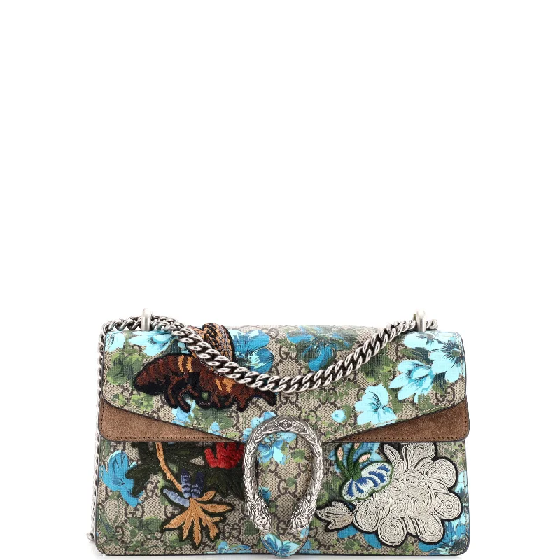 Ladies Gucci shoulder bags with a magnetic - closure flapDionysus Bag Embroidered Printed GG Coated Canvas Small