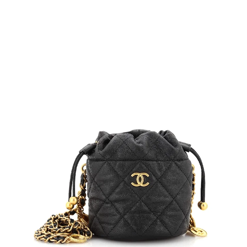 Christian Dior crossbody bags with a front - flap pocket for easy accessMedallion Charms Drawstring Bucket Bag Quilted Caviar Mini