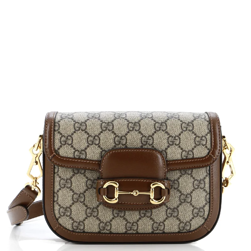 Gucci handbags for women with a patent - leather finishHorsebit 1955 Shoulder Bag GG Coated Canvas with Leather Mini