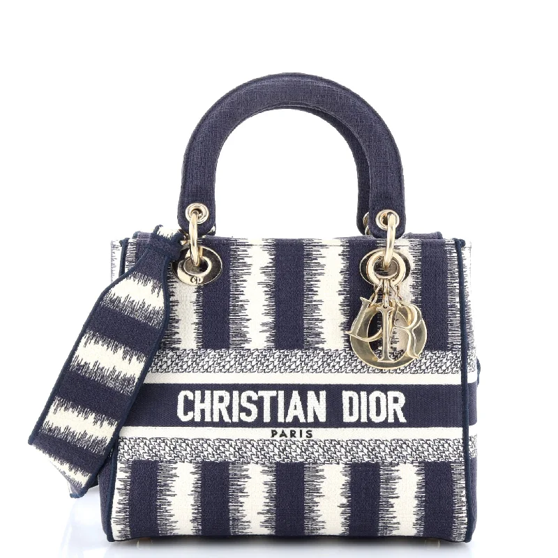 Christian Dior handbags with a removable shoulder strap for versatilityLady D-Lite Bag Striped Canvas Medium