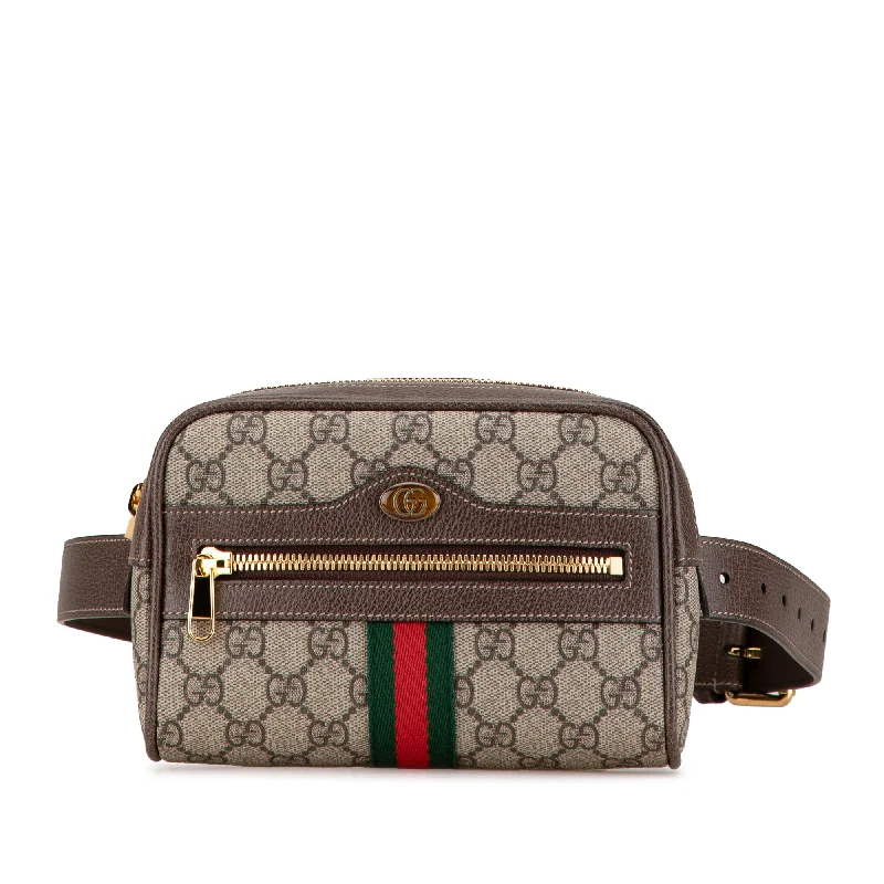 Ladies Gucci Dionysus bags with a chain - link shoulder strapBrown Gucci Small GG Supreme Ophidia Belt Bag