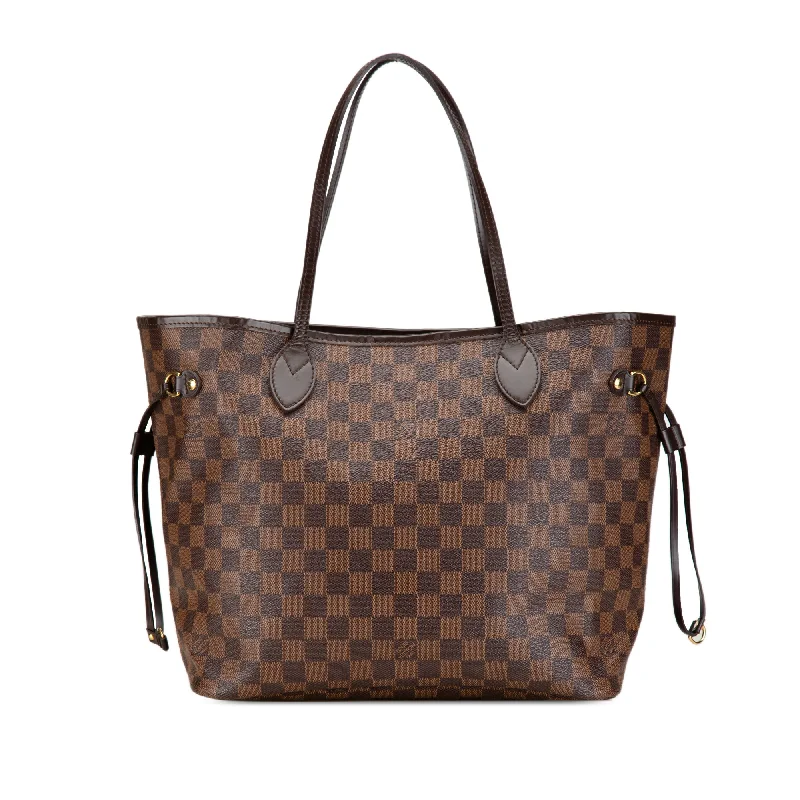 Louis Vuitton handbags with a patent - leather finish for a shiny lookBrown Louis Vuitton Damier Ebene Neverfull MM Tote Bag