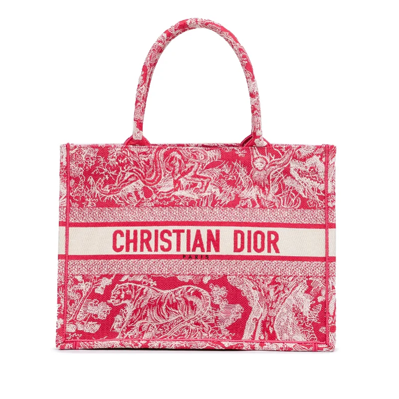 Christian Dior tote bags with a double - handle and shoulder - strap optionPink Dior Medium Toile de Jouy Book Tote