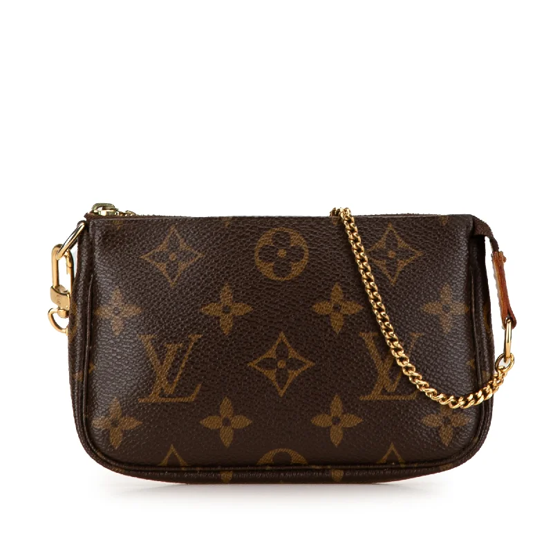 Louis Vuitton bags with a detachable mobile phone holder for convenienceBrown Louis Vuitton Monogram Mini Pochette Accessoires Handbag