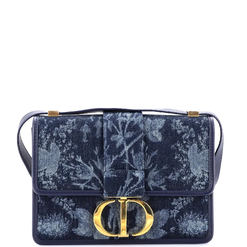 Christian Dior bags with a side - pocket for holding a water bottle30 Montaigne Flap Bag Printed Denim