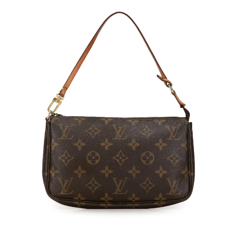 Louis Vuitton bags with a front - zip pocket for small items like keysBrown Louis Vuitton Monogram Pochette Accessoires Shoulder Bag