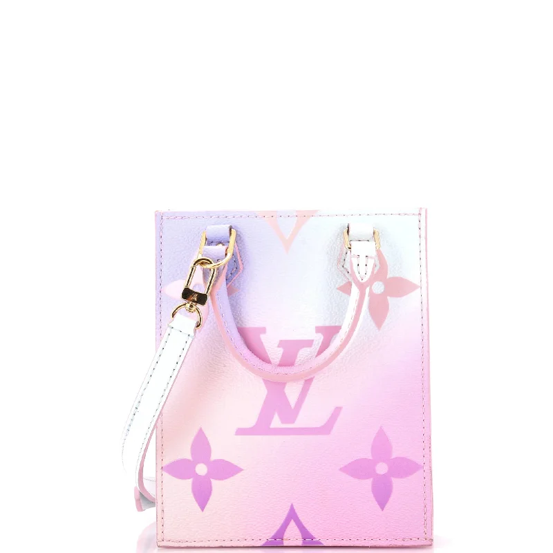 Ladies Louis Vuitton handbags with a detachable coin purse insidePetit Sac Plat Bag Spring in the City Monogram Giant Canvas