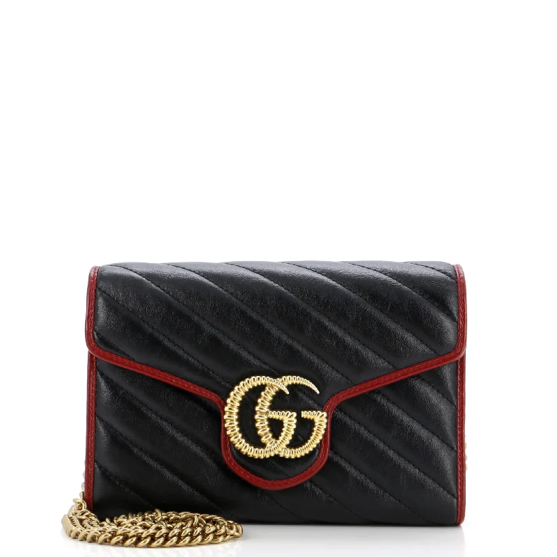 Women Gucci bags with a detachable mobile phone holderGG Marmont Chain Wallet Diagonal Quilted Leather Mini